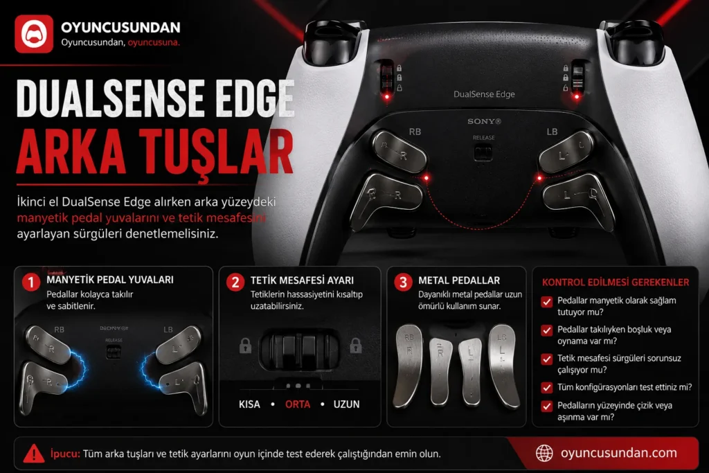 DualSense Edge arka programlanabilir metal pedallar ve tetik stoperi