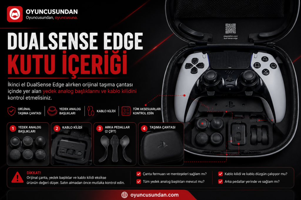 DualSense Edge sert taşıma çantası ve kutu içeriği aksesuarları