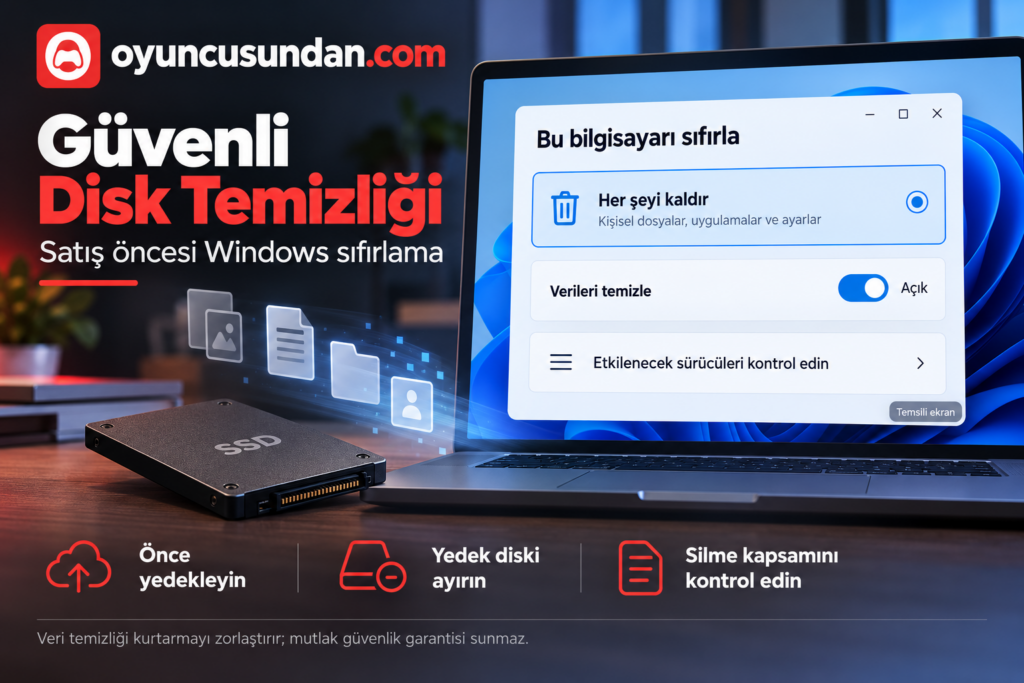 Bilgisayar satarken güvenli disk temizliği ve Windows sıfırlama adımları